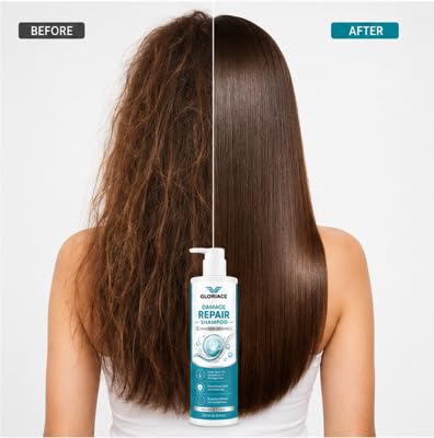 Gloriace Damage Repair Shampoo, for Dry, Frizzy and Damaged Hair, Boosts Hair Growth, All Hair Types, 200 ml