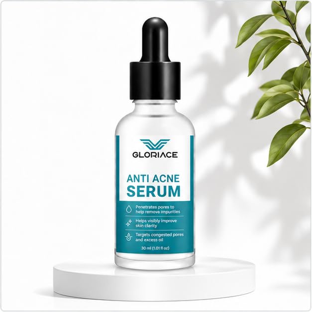 GLORIACE Anti Acne Face Serum for Oily & Blemish-Prone Skin | Lightweight Facial Serum for Daily Skin Care Routine | Non-Greasy Formula for Refined & Clear-Looking Skin | 30 ml