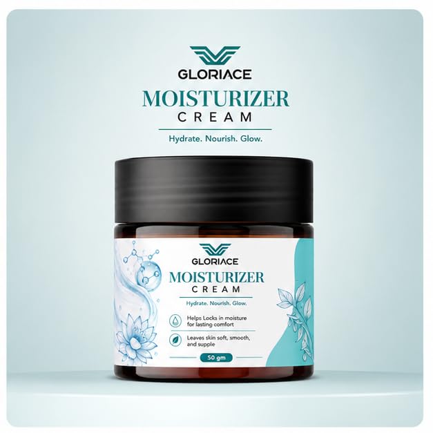 GLORIACE Moisturizer Cream | Lightweight Daily Face Moisturizer for Soft, Smooth & Hydrated Skin | Non-Greasy Hydrating Cream for All Skin Types | 50 g