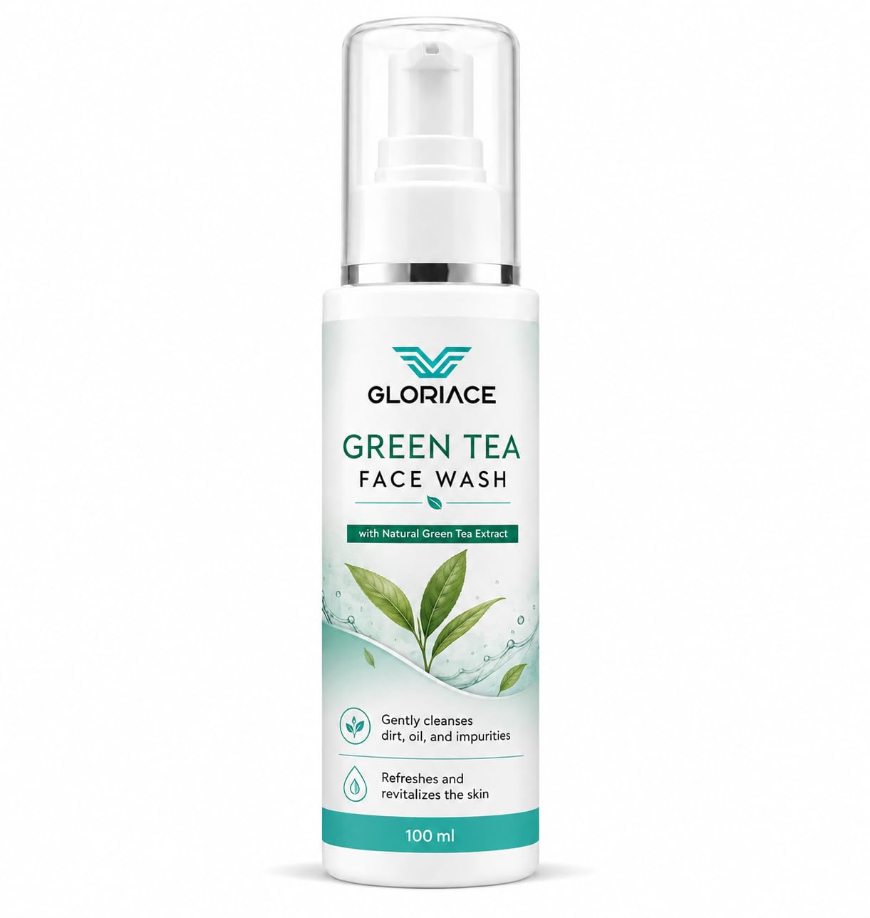 GLORIACE Green Tea Face Wash | Daily Facial Cleanser with Natural Green Tea Extract | Gently Cleanses Dirt, Oil & Impurities | Refreshing Face Wash for All Skin Types | 100 ml