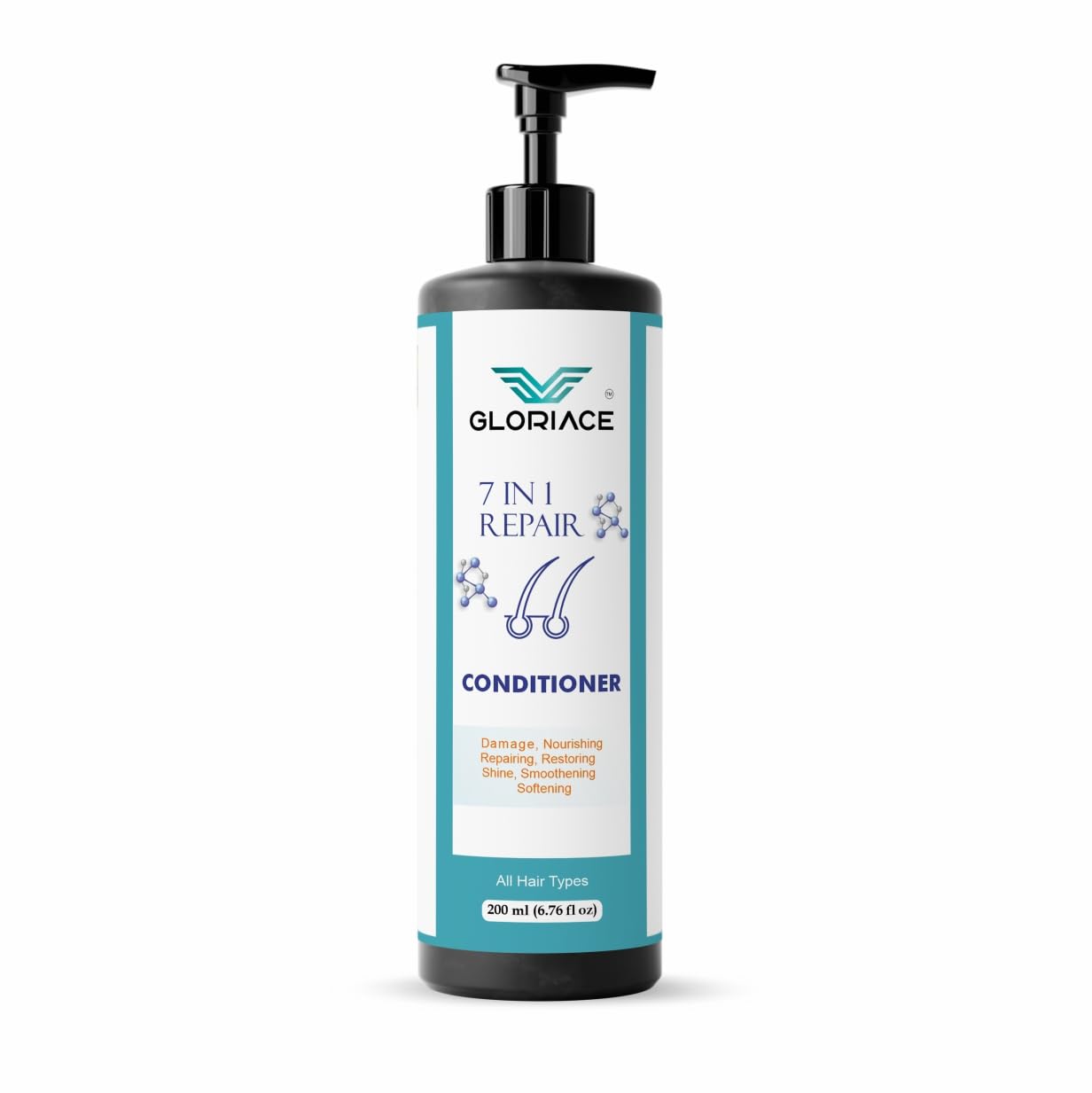 Gloriace 7 in 1 Repair Conditioner with Rice Water Extract, All Hair Types, 200 ml, Liquid, Pump Bottle