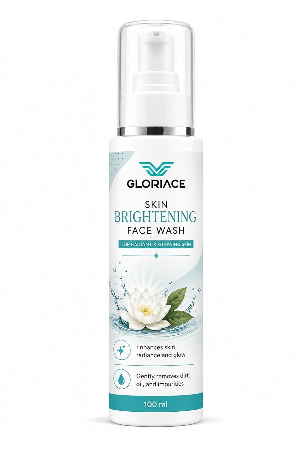 GLORIACE Skin Brightening Face Wash | Daily Facial Cleanser for Radiant & Glowing Skin | Gently Removes Dirt, Oil & Impurities | Suitable for All Skin Types | 100 ml