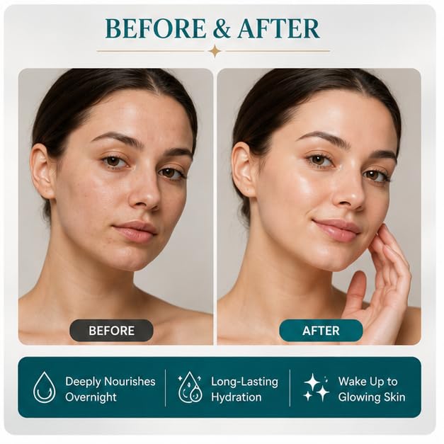 GLORIACE Night Cream | Overnight Moisturizing Face Cream for Nourished, Soft & Hydrated Skin | Lightweight Non-Greasy Formula | Suitable for All Skin Types | 50 g