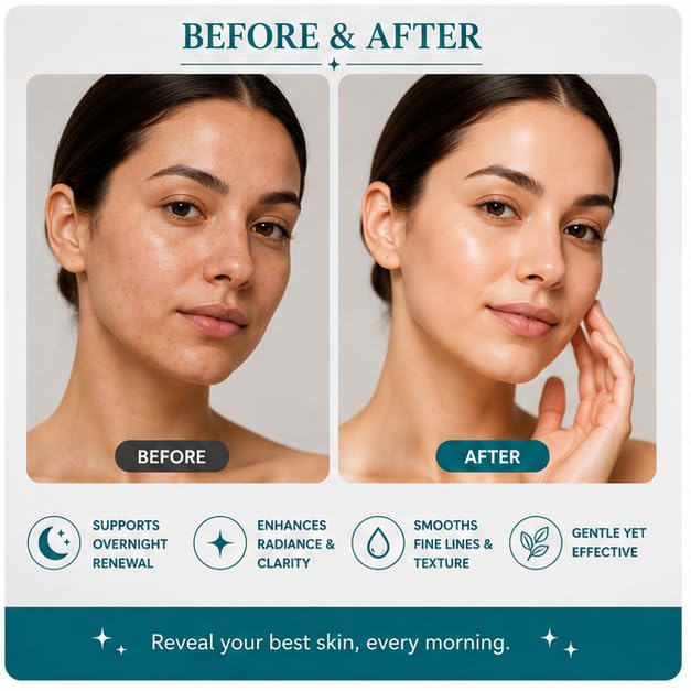 GLORIACE 0.2% Retinol Cream | Overnight Face Moisturizer with 0.2% Retinol | Lightweight Night Cream for Smooth & Refreshed-Looking Skin | Suitable for All Skin Types | 50 g