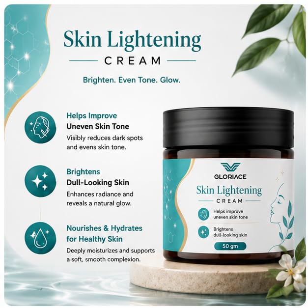 GLORIACE Skin Lightening Cream | Daily Face Moisturizing Cream for Brighter & Even-Looking Skin | Lightweight, Non-Greasy Formula | Suitable for All Skin Types | 50 g