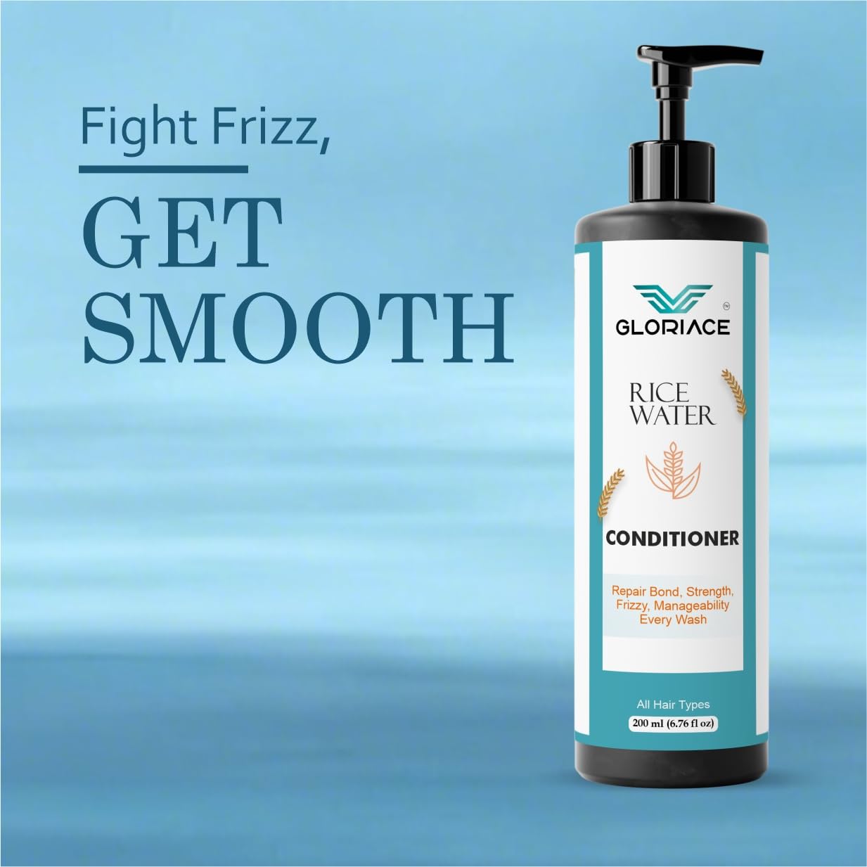 Gloriace Rice Water Conditioner, Repairs Damage, Reduces Frizz, Deep Hydration, All Hair Types, 200 ml