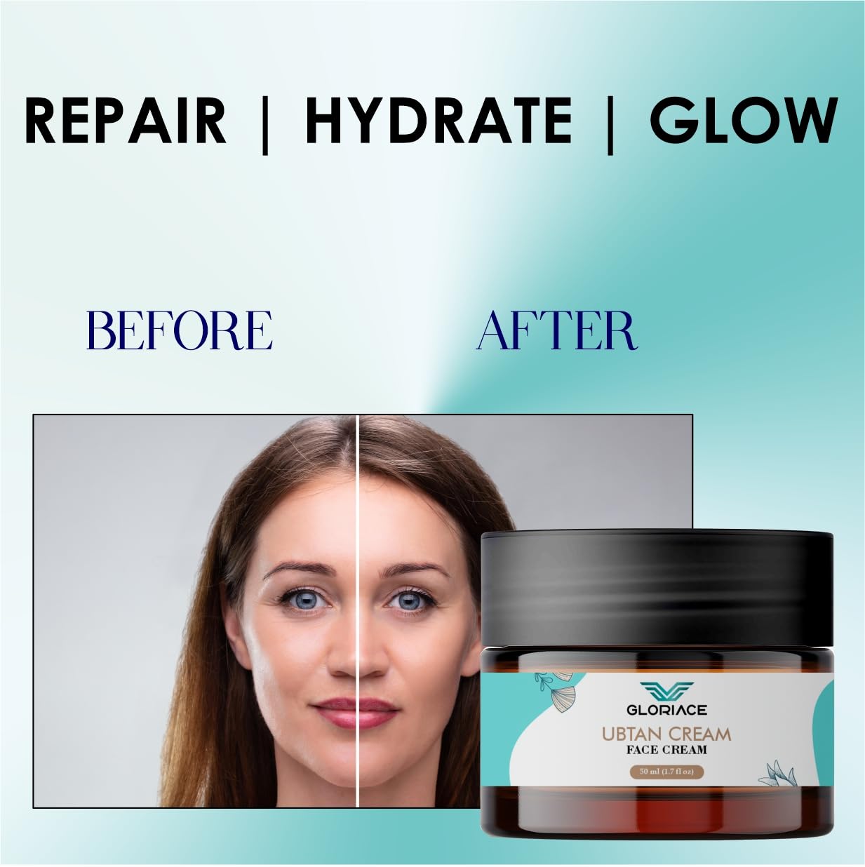 Gloriace Ubtan Face Cream for Men & Women | Natural Herbal Formula | Removes Tan, Enhances Glow & Smooth Skin | 50 ml