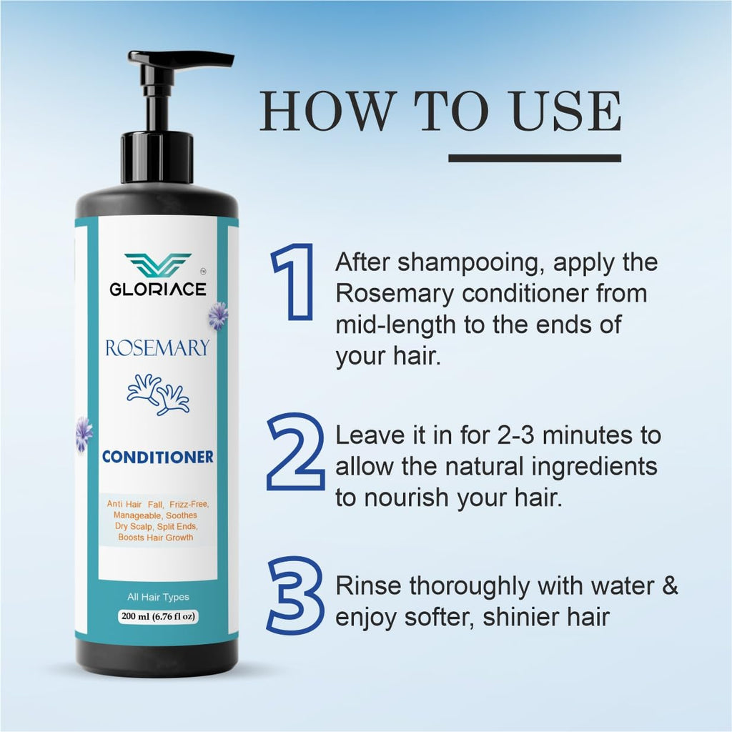 Gloriace Rosemary Conditioner, Anti Hair Fall, Frizz-Free, All Hair Types, 200ml