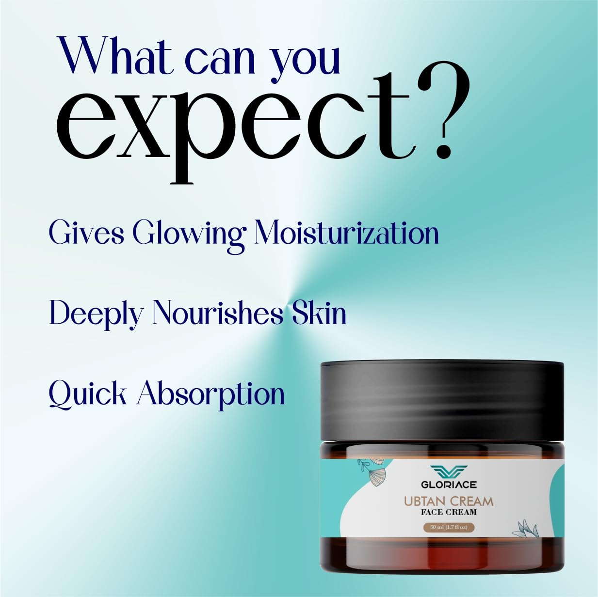 Gloriace Ubtan Face Cream for Men & Women | Natural Herbal Formula | Removes Tan, Enhances Glow & Smooth Skin | 50 ml