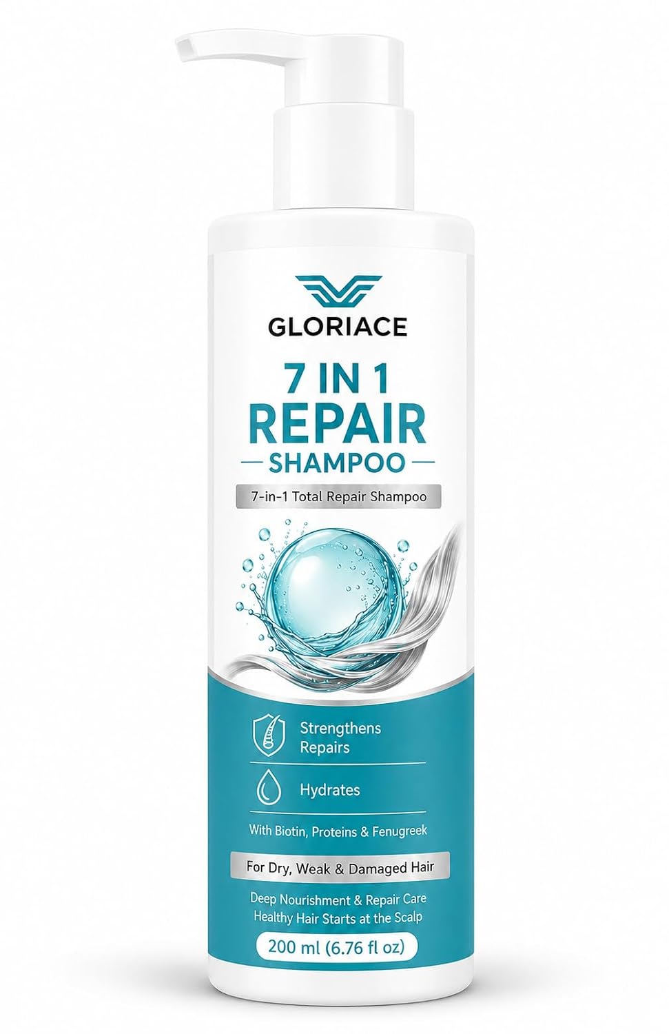 Gloriace 7 in 1 Repair Shampoo, for All Hair Types, Liquid, Vegan, 200 ml