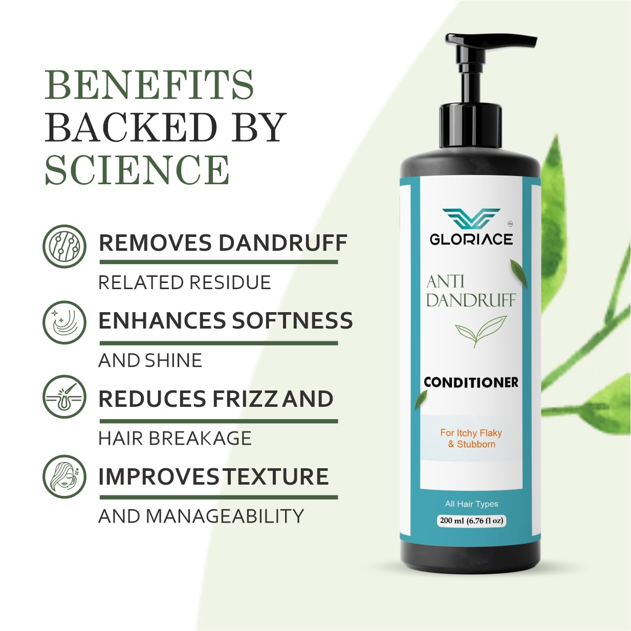Gloriace Anti Dandruff Conditioner with Rice Water, for Itchy Flaky and Stubborn Dandruff, All Hair Types, 200 ml