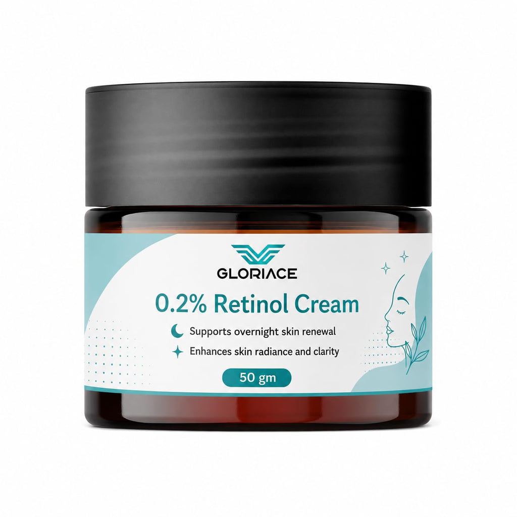 GLORIACE 0.2% Retinol Cream | Overnight Face Moisturizer with 0.2% Retinol | Lightweight Night Cream for Smooth & Refreshed-Looking Skin | Suitable for All Skin Types | 50 g