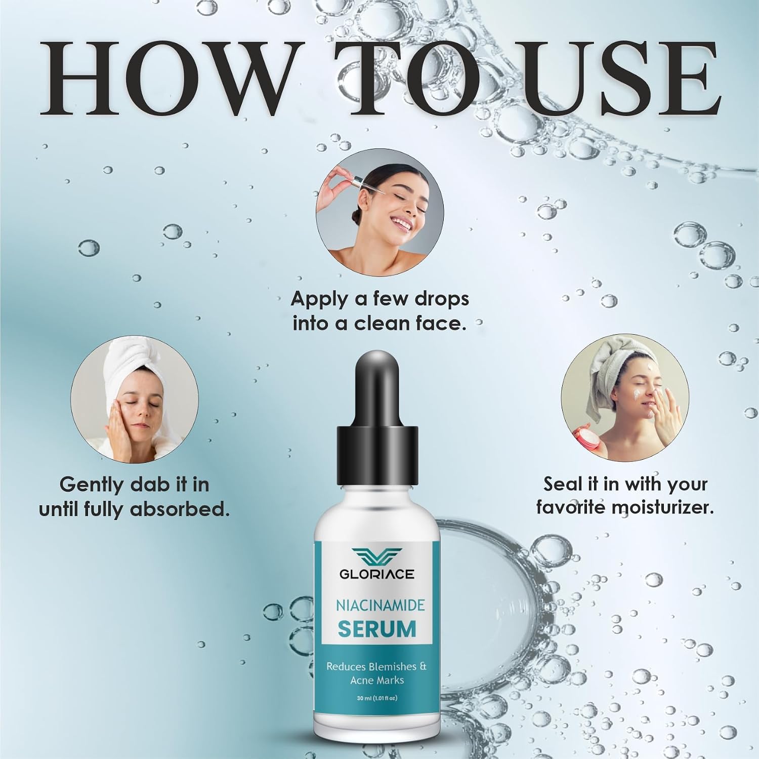 Gloriace Niacinamide Face Serum for Acne Marks, Pimples & Oily Skin | With Zinc PCD for Acne-Prone Skin | Oil Control & Spot Reduction Face Serum (30ml)