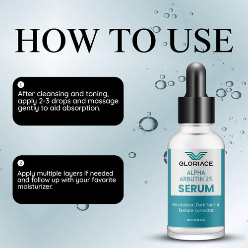 Gloriace Alpha Arbutin 2% Serum, Revitalizer, Dark Spot & Texture Corrector, 30ml