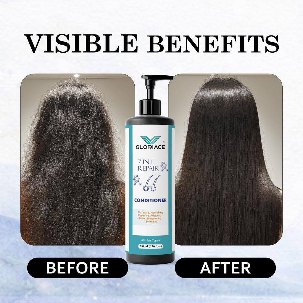 Gloriace 7 in 1 Repair Conditioner with Rice Water Extract, All Hair Types, 200 ml, Liquid, Pump Bottle