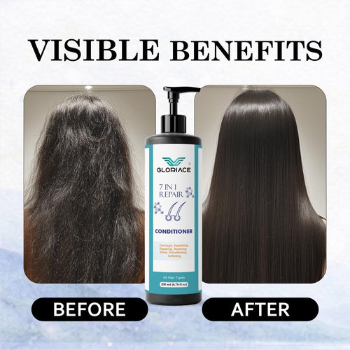 Gloriace 7 in 1 Repair Conditioner with Rice Water Extract, All Hair Types, 200 ml, Liquid, Pump Bottle